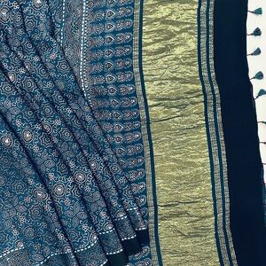 Ajrakh Modal Silk Saree